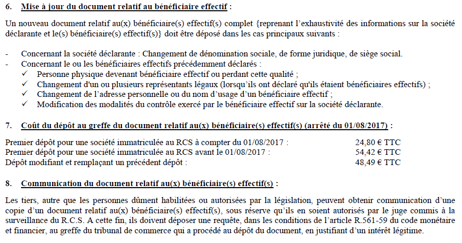 Extrait notice Registre bénéficiaire effectif